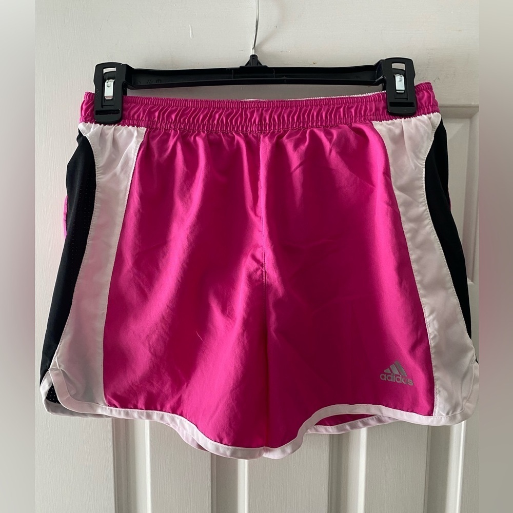 Adidas Women’s White/Blk/Hot Pink Running Shorts Size S
